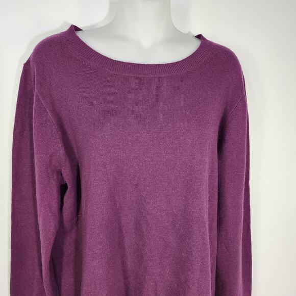 J Crew Sweater Womens Large Teddie Crewneck Cotton Wool Blend Purple Classic - Picture 3 of 9
